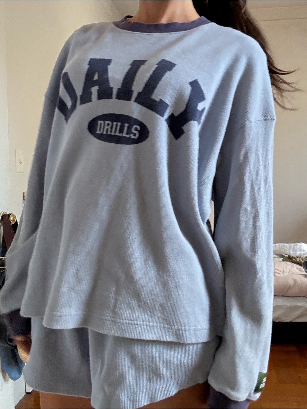 Daily Drills Light Blue Crewneck Sweatshirt with Navy Logo